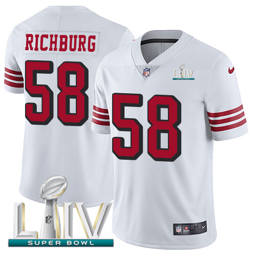 San Francisco 49ers Nike #58 Weston Richburg White Super Bowl LIV 2020 Rush Youth Stitched NFL Vapor Untouchable Limited Jersey->youth nfl jersey->Youth Jersey